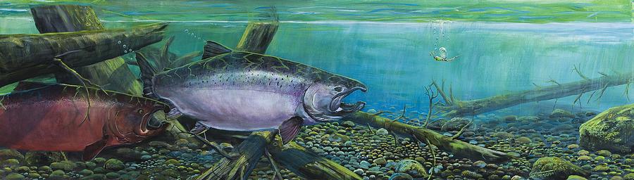 Salmon Painting - Pair of Kings  #1 by Scott Thompson