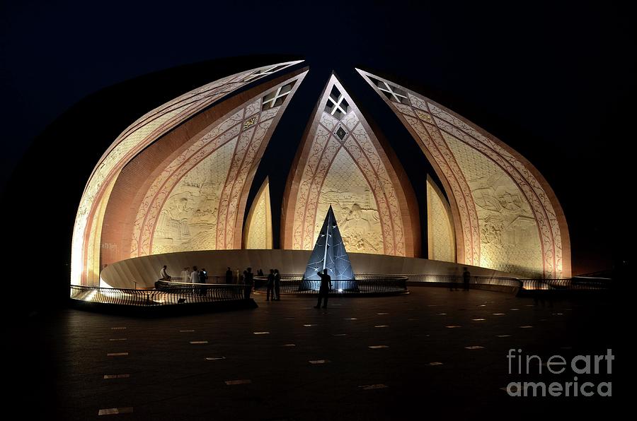 Pakistan Monument illuminated at night Islamabad Pakistan #1 Photograph by Imran Ahmed