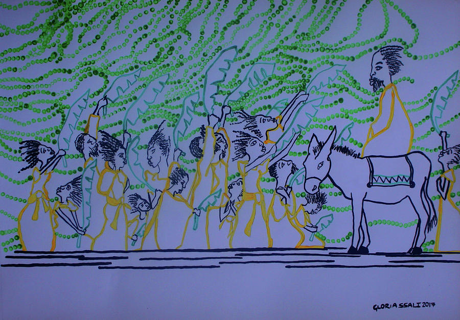 Easter Painting - Palm Sunday #1 by Gloria Ssali