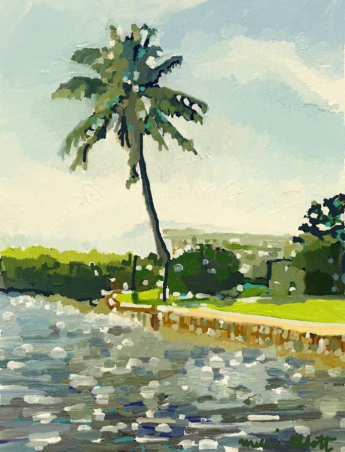 Palm Tree at End of Canal #1 Painting by Melissa Abbott