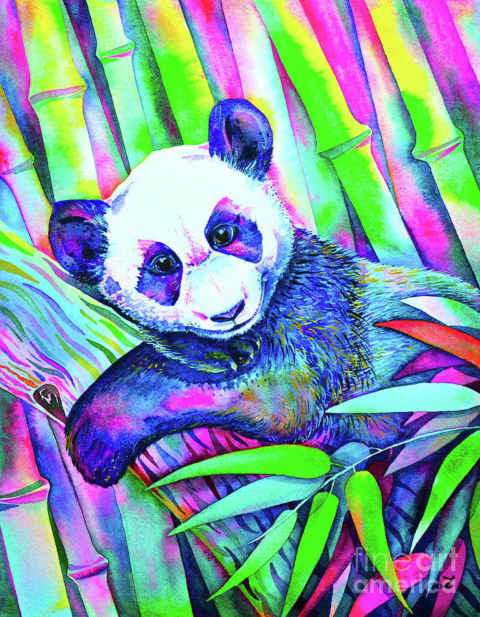 Animal Painting - Panda Bliss #1 by Zaira Dzhaubaeva