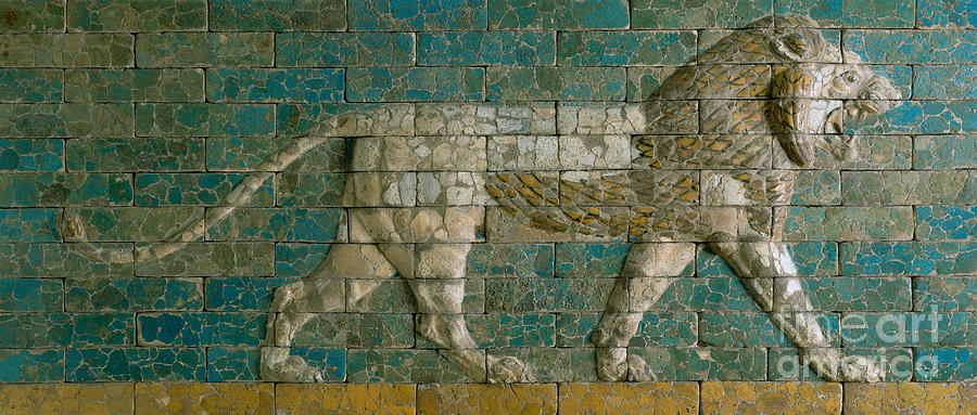 Panel with striding lion Ceramic Art by Babylonian School