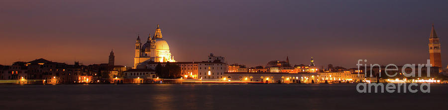 Panorama By Night Of Venice, italian City #1 Photograph by Amanda Mohler