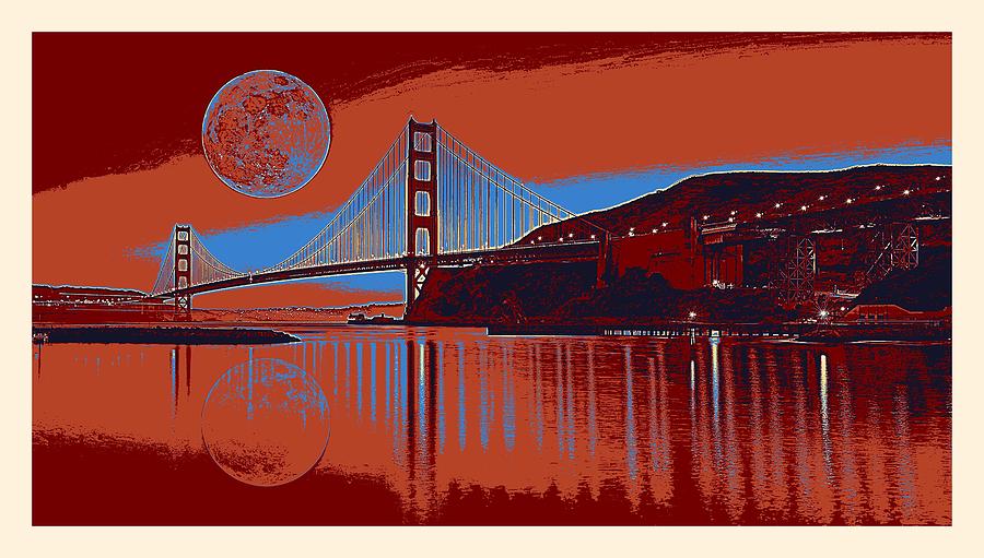 Panorama Golden Gate Bridge Landmark 3 #1 Painting by Celestial Images
