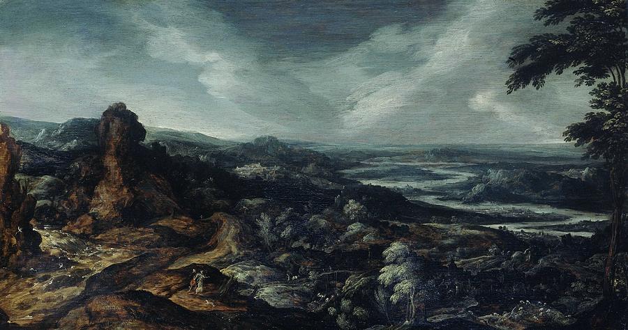 Panoramic Landscape With Tobias And The Angel, Kerstiaen De Keuninck Attributed To, 1615 - 1625 Painting