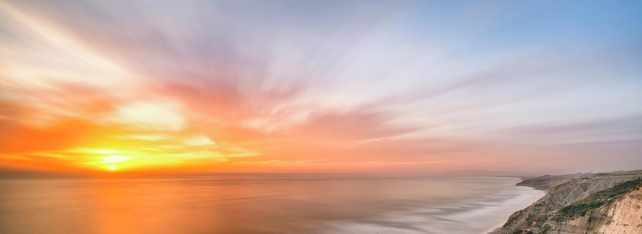 Panoramic Sunset OverTorrey Pines, San Diego Beach, California #1 Photograph by Ryan Kelehar