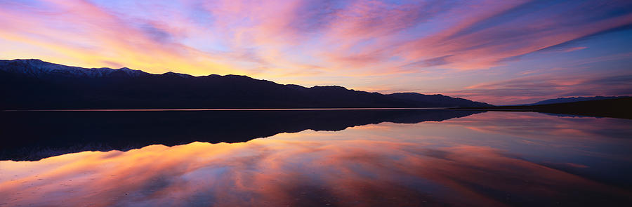 Death Valley National Park Photograph - Panoramic View At Sunset Of Flooded #1 by Panoramic Images