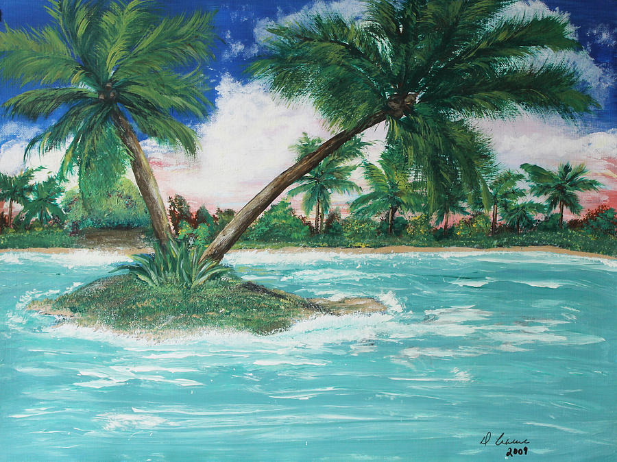 Beach Painting - Paradise Island #1 by Debbie Levene