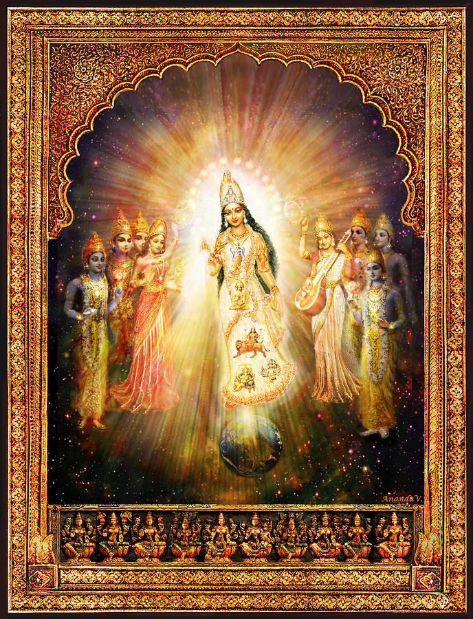 Goddess Painting Mixed Media - Parashakti Devi - The Great Goddess In Space by Ananda Vdovic Goddess Painting Mixed Media - Parashakti Devi - The Great Goddess In Space by Ananda Vdovic
