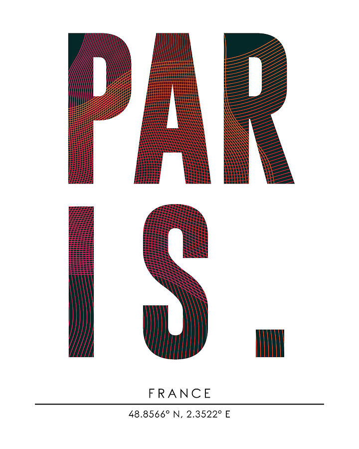 Paris, France - City Name Typography - Minimalist City Posters Mixed Media by Studio Grafiikka