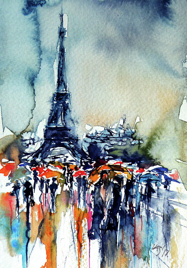 Paris in rain #1 Painting by Kovacs Anna Brigitta