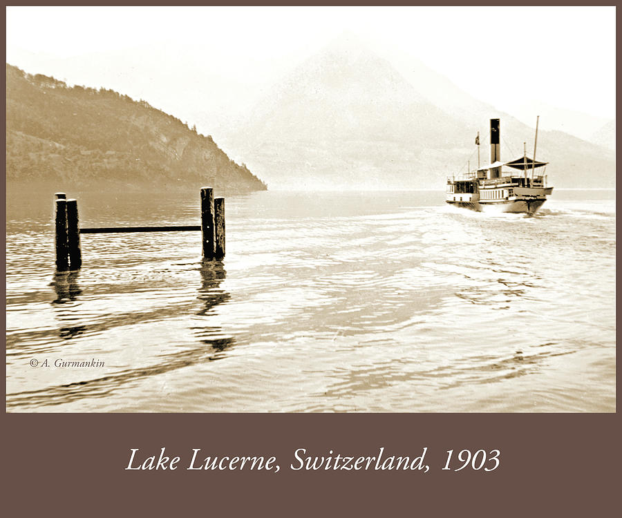Passenger Boat, Lake Lucerne, Switzerland, 1903, Vintage Photogr #1 Photograph by A Macarthur Gurmankin