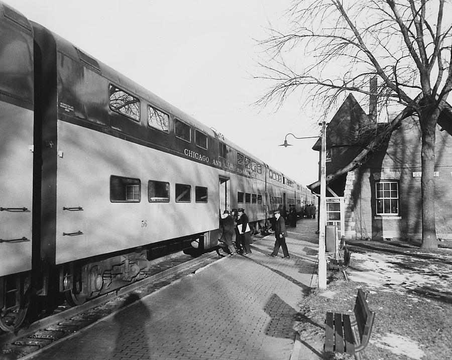 Passengers Disembarking at Glencoe Illinois Station - 1959 #2 Photograph by Chicago and North Western Historical Society