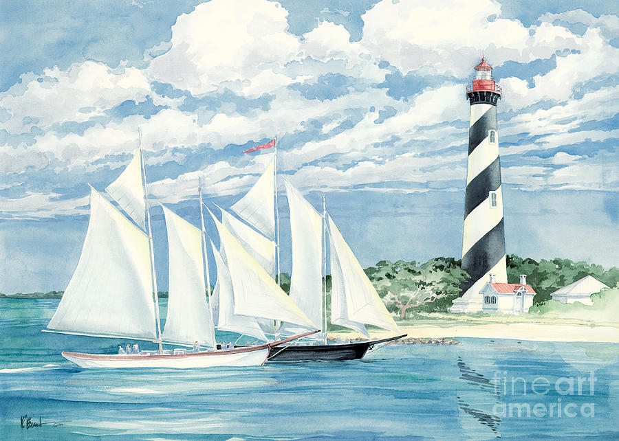 Lighthouse Painting - Passing the Light #1 by Paul Brent