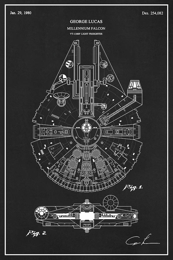 Patent illustration replica for the Millennium Falcon from Star 