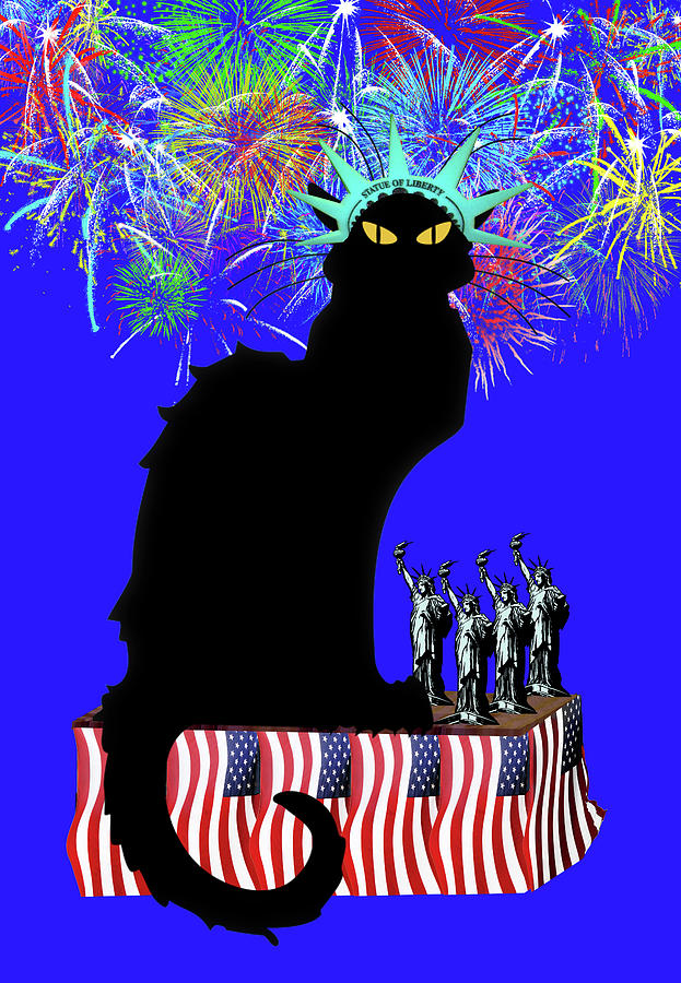 Independence Day Mixed Media - Patriotic Le Chat Noir #2 by Gravityx9 Designs