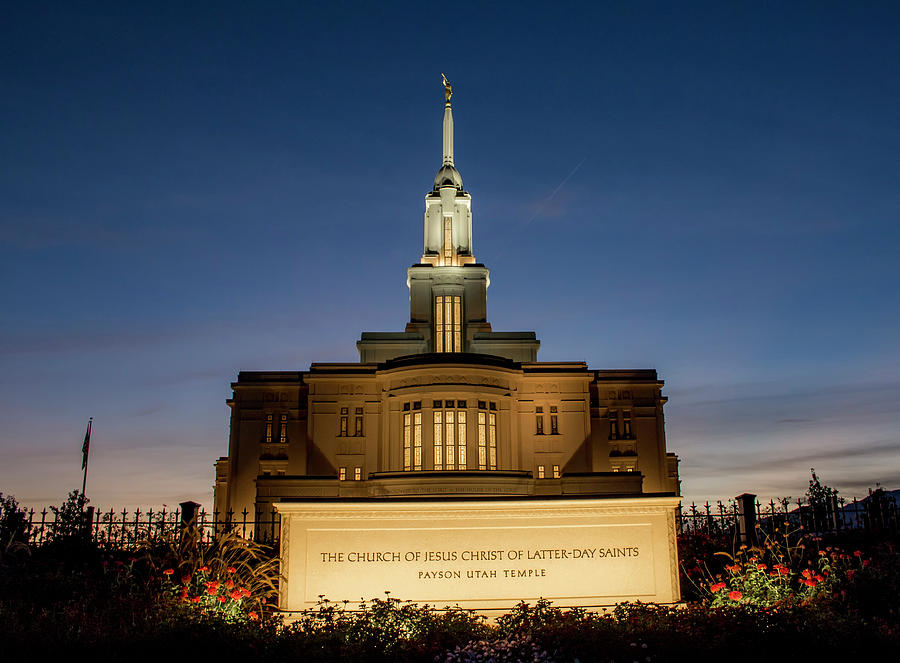 Payson Temple at Sunset #1 Photograph by K Bradley Washburn