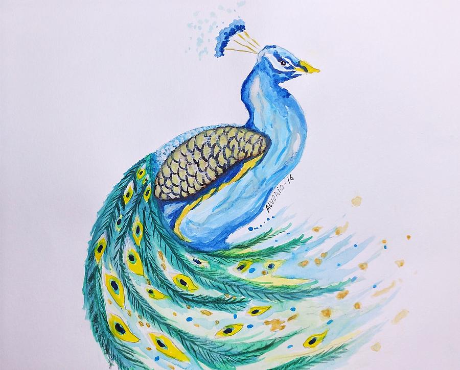 Peacock  #2 Painting by Edwin Alverio