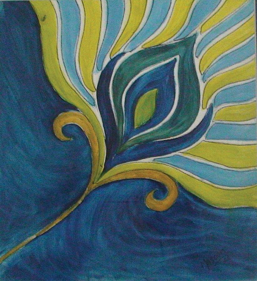 Peacock Painting - Peacock Feather #1 by Masoom Sanghi