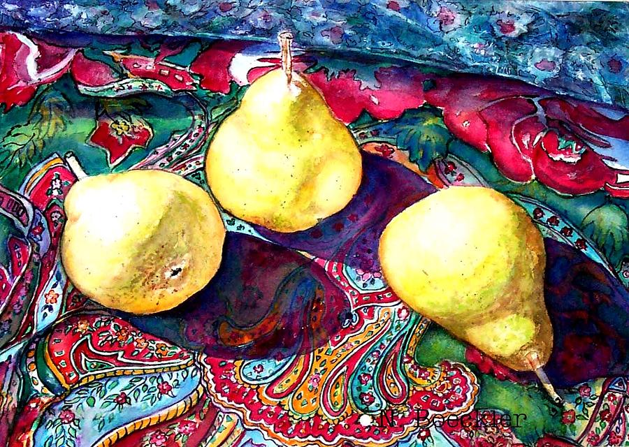 Pear Painting - Pears and Paisley by Norma Boeckler