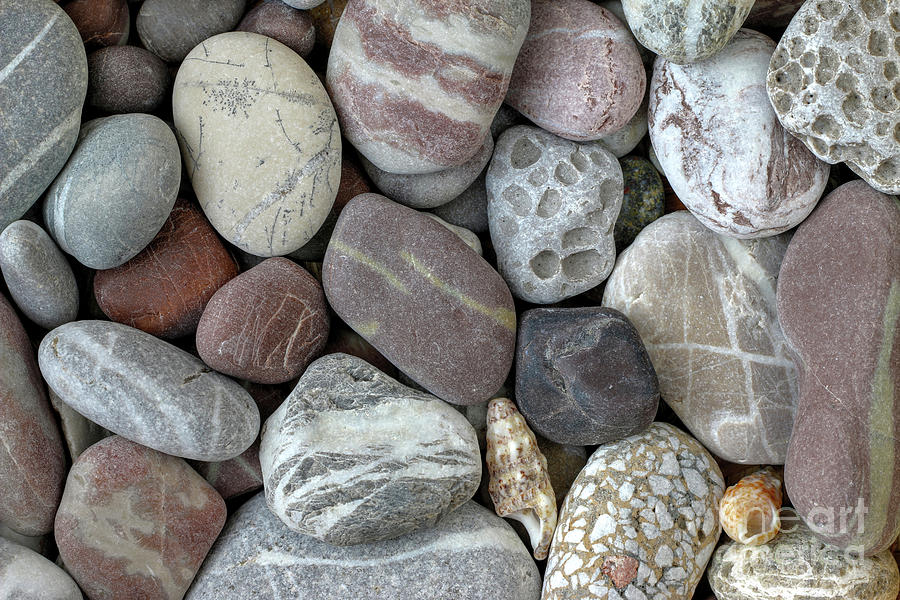 Pebbles in earth colors - stone pattern #1 Photograph by Michal Boubin