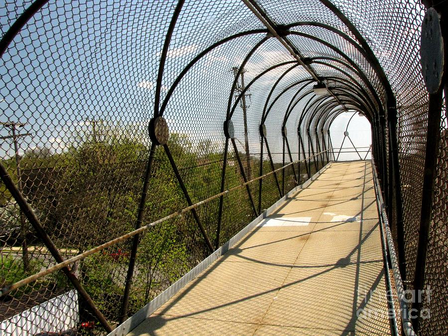 Pedestrian bridge over railroad tracks Photograph by Ben Schumin | Fine ...