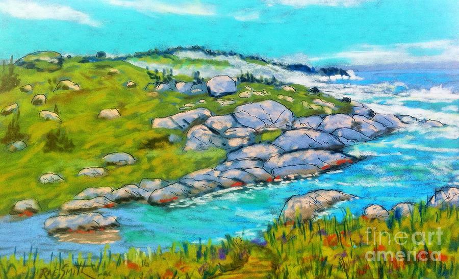 Peggys Cove Rocks  #1 Pastel by Rae  Smith