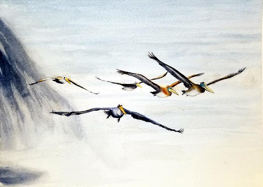 Pelicans #1 Painting by Bruce Holder