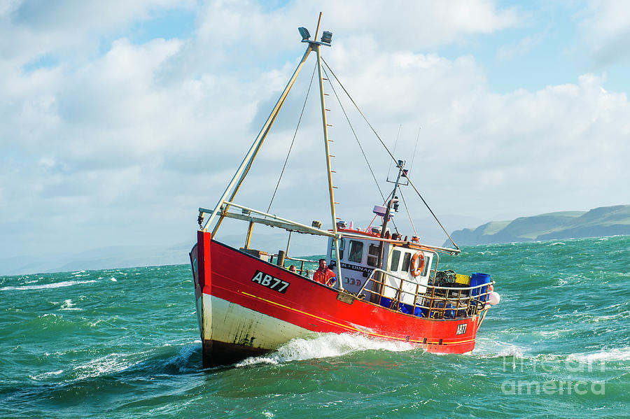 Boat Photograph - Pen Dinas fishing boat on the sea off Aberystwyth Wales #1 by Keith Morris
