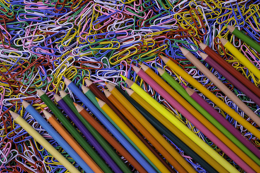 Still Life Photograph - Pencils and Paperclips #1 by Garry Gay