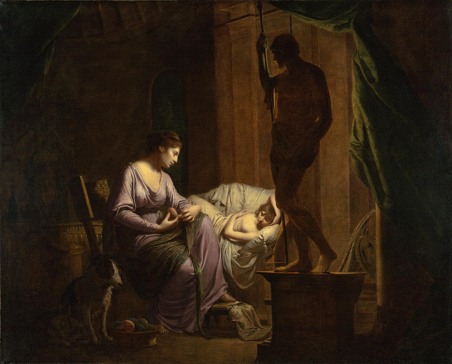 Penelope Unraveling Her Web #2 Painting by Joseph Wright of Derby