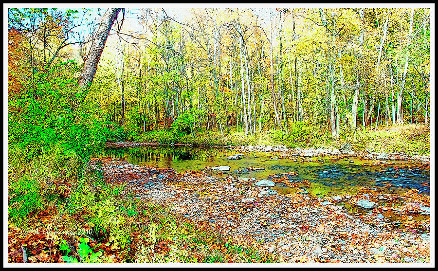 Pennsylvania Stream in Autumn, Digital Art #1 Digital Art by A Macarthur Gurmankin