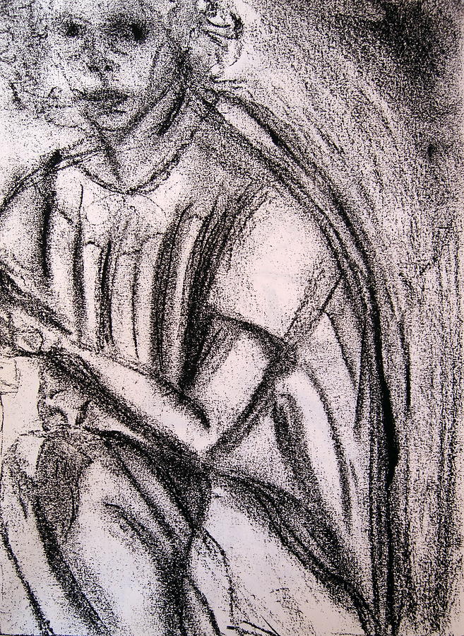Pensive #1 Drawing by Lessandra Grimley