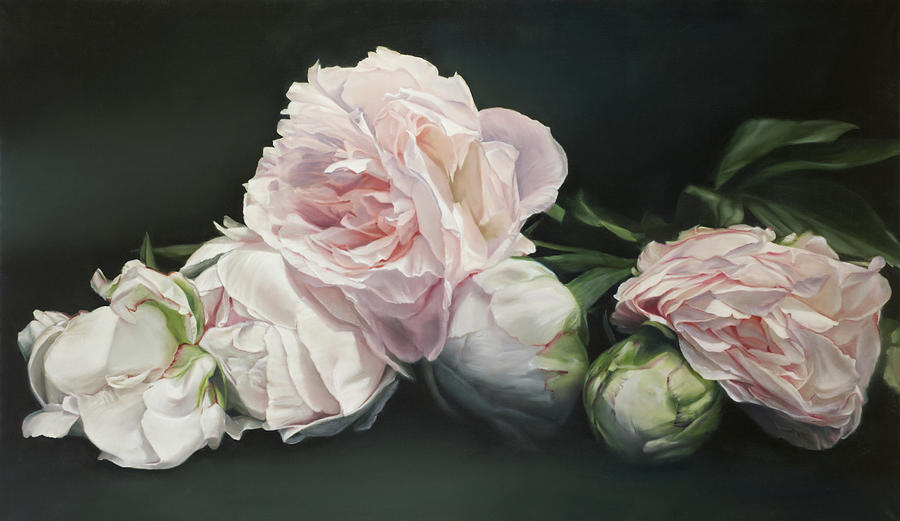 Flower Painting - Peonies Classical 114 X 195 cm by Thomas Darnell