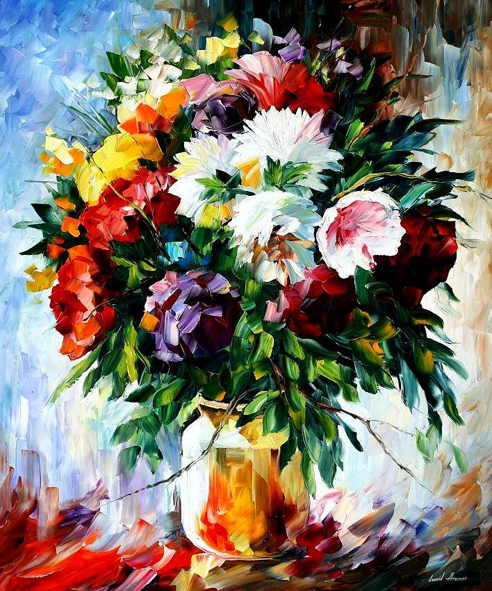 Peonies Painting by Leonid Afremov | Fine Art America