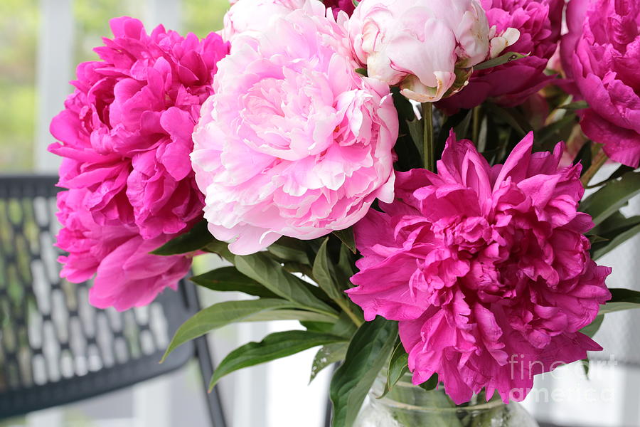 Flower Photograph - Peonies on the Porch 2 by Carol Groenen