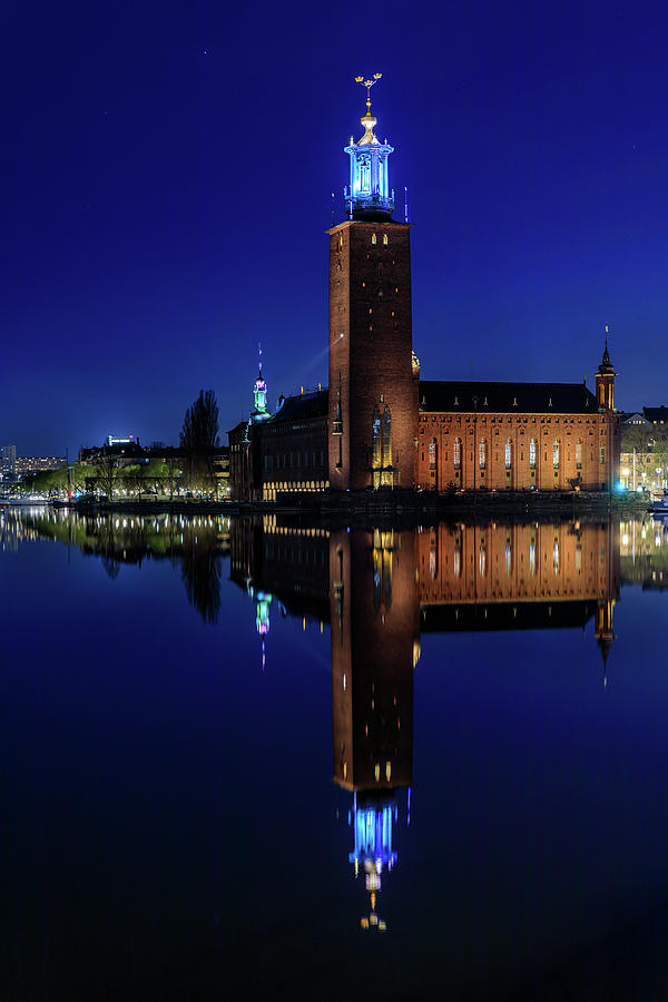 Stockholm Photograph - Perfect Stockholm City Hall Blue Hour Reflection by Dejan Kostic Stockholm Photograph - Perfect Stockholm City Hall Blue Hour Reflection by Dejan Kostic
