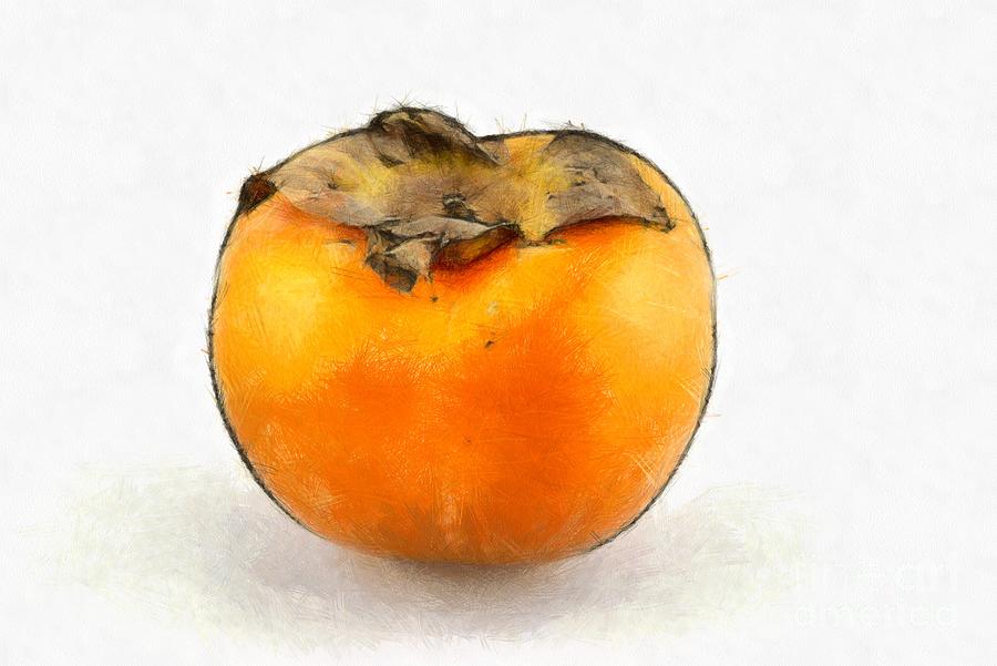 Persimmon fruit #1 Painting by George Atsametakis