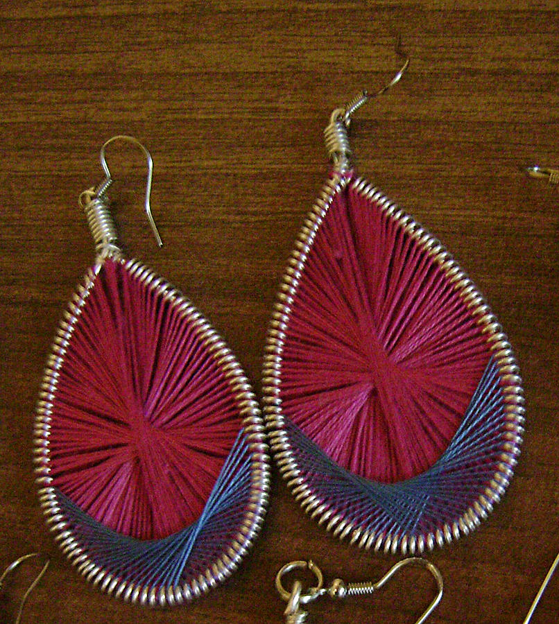 Violet Jewelry - Peruvian thread earrings #1 by Adina Iancu