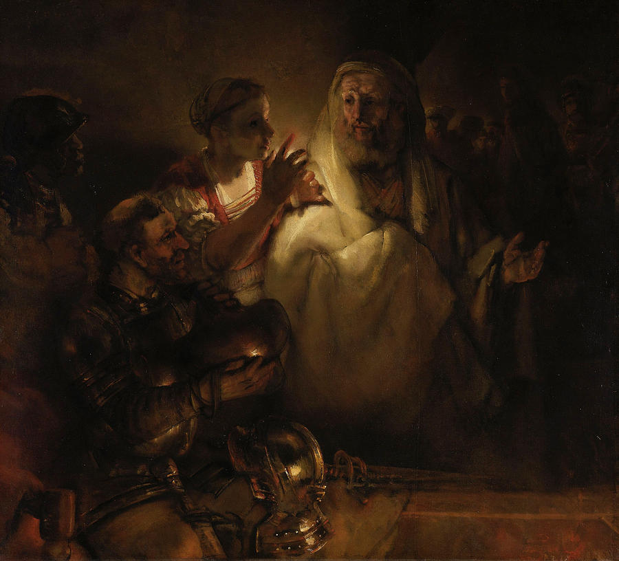 Jesus Christ Painting - Peters denial #1 by Rembrandt van Rijn