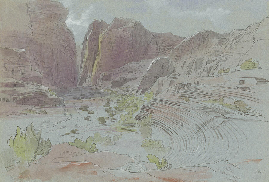 Petra, April Fourteenth, 1858 Drawing by Edward Lear