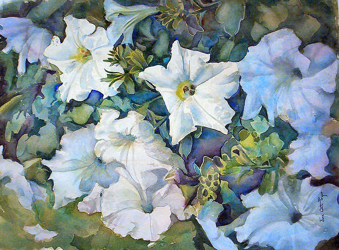 PETUNIAS- one Painting by June Conte Pryor - Fine Art America