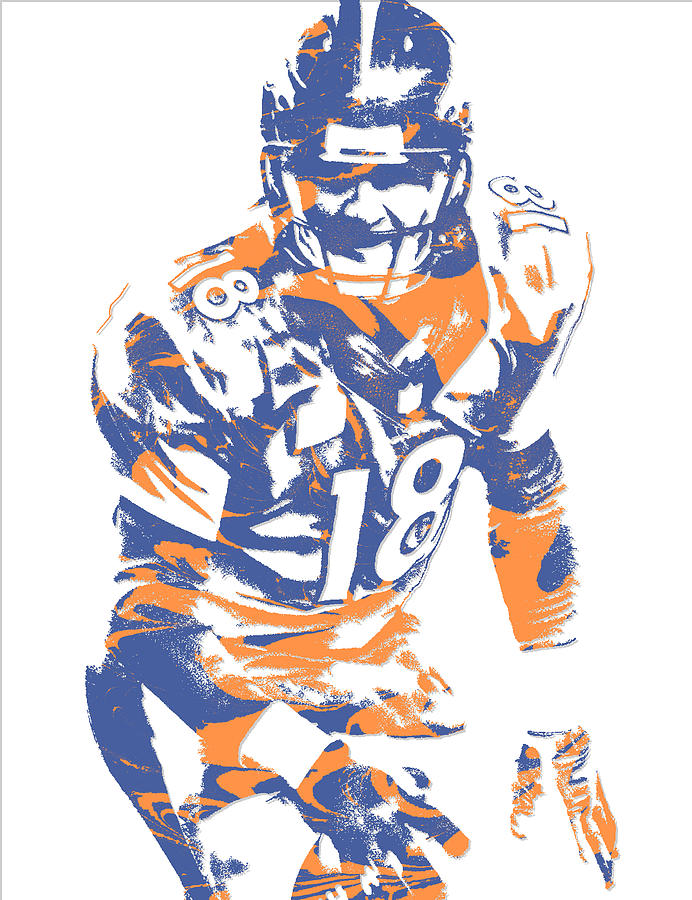 Peyton Manning Denver Broncos Pixel Art 8 Art Print