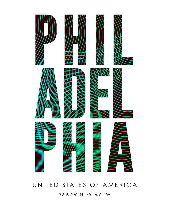 Philadelphia, United States Of America - City Name Typography - Minimalist City Posters Mixed Media by Studio Grafiikka