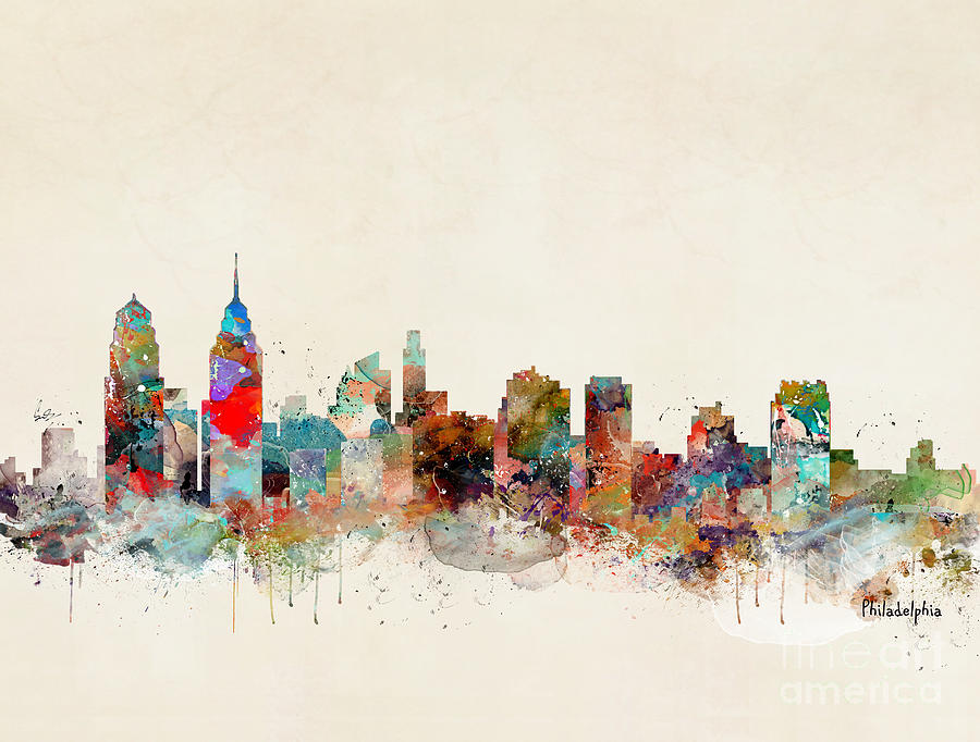 Skyline Painting - Philadelphia Pennsylvania #1 by Bri Buckley
