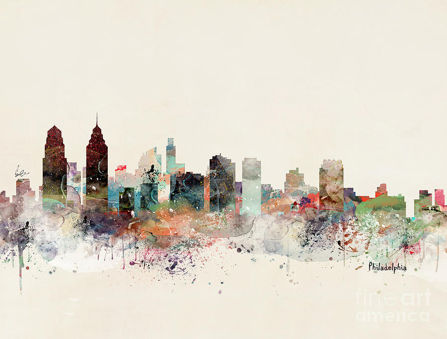 Philadelphia Painting - Philadelphia Pennsylvania Skyline #1 by Bri Buckley