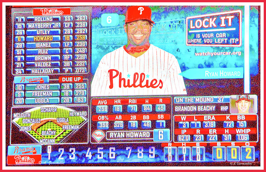Philadelphia Phillies Scoreboard, Ryan Howard #1 Photograph by A Macarthur Gurmankin