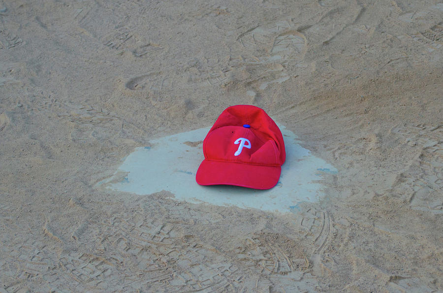 Phillies Hat on Home Plate #1 Photograph by Bill Cannon