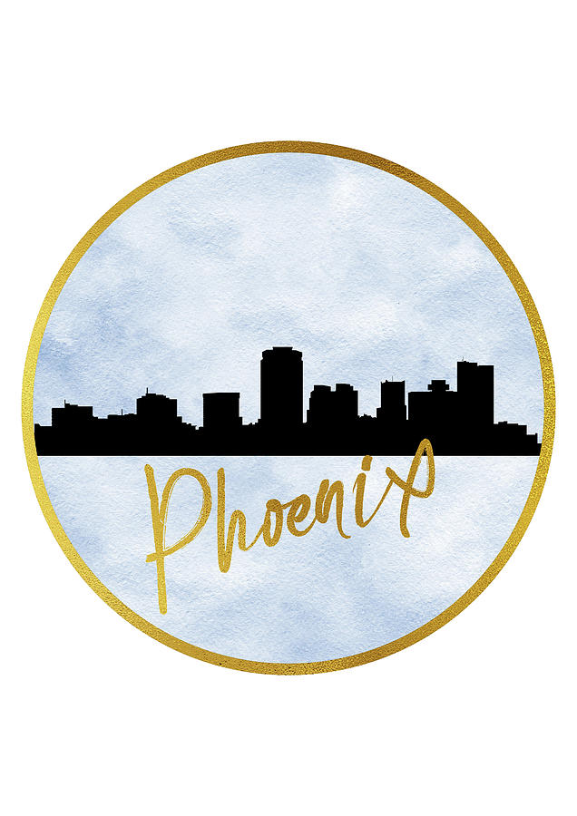 Phoenix skyline-blue Digital Art by Erzebet S | Fine Art America