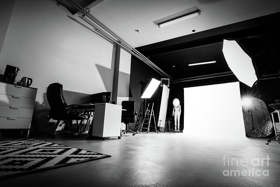 Photo studio interior with lighting equipment. #1 Photograph by Michal Bednarek